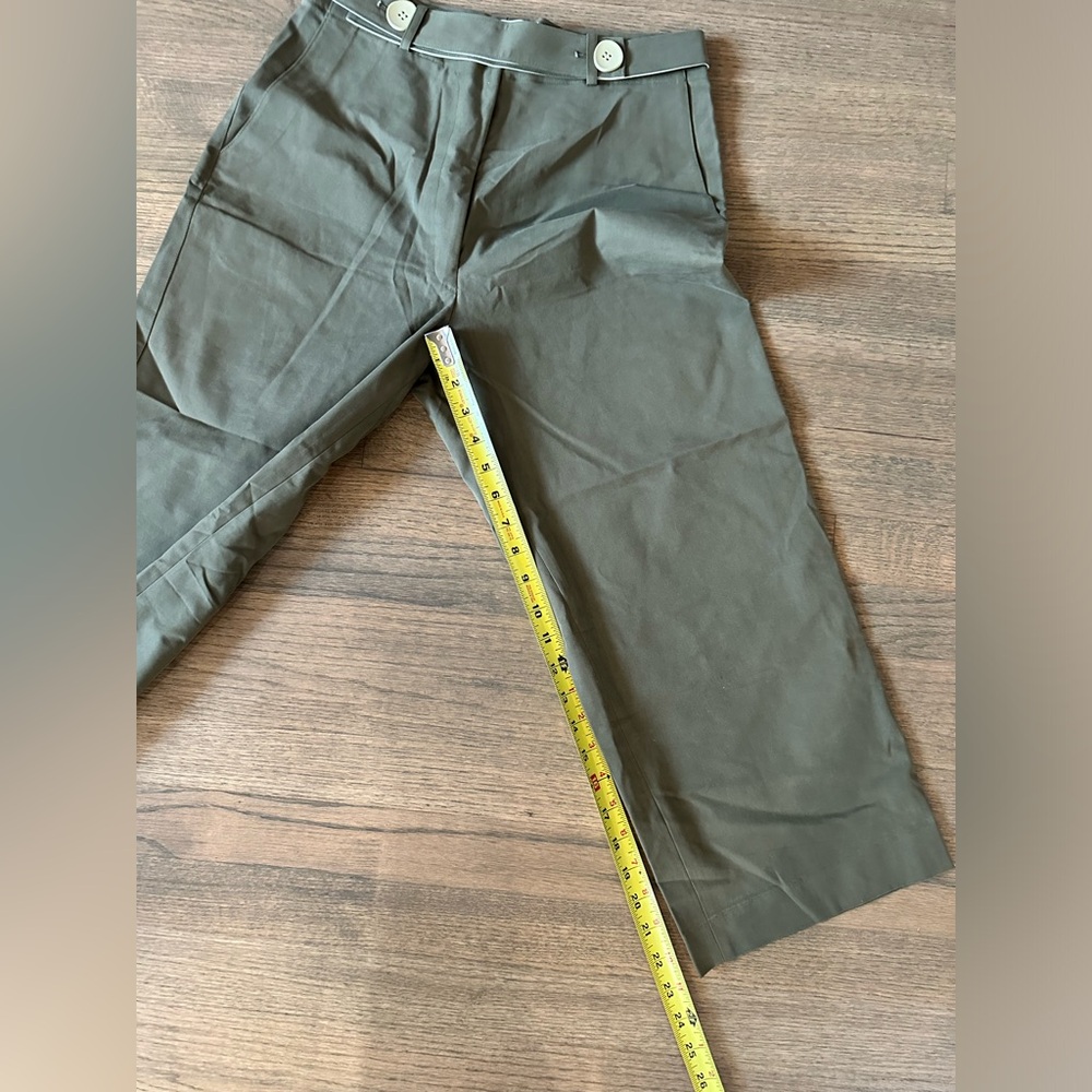 310MOOD Cropped Olive Green Straight Leg/Wide Leg Pants-Size Small - Picture 5 of 6